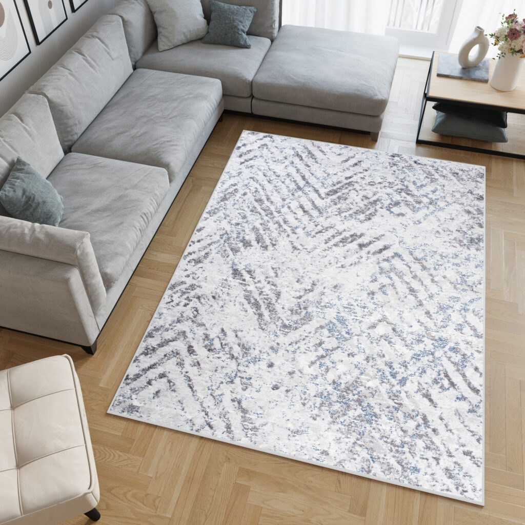 Tappeto Sky Grigio Blu Moderno Zigzag