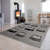 Tappeto Luxury Per Bambini Con Gufi Grigio Moderno A Pelo Corto