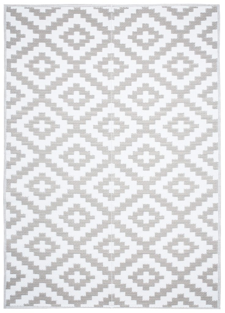 Tappeto Ibiza per Esterno Bifacciale Impermeabile Grigio Bianco
