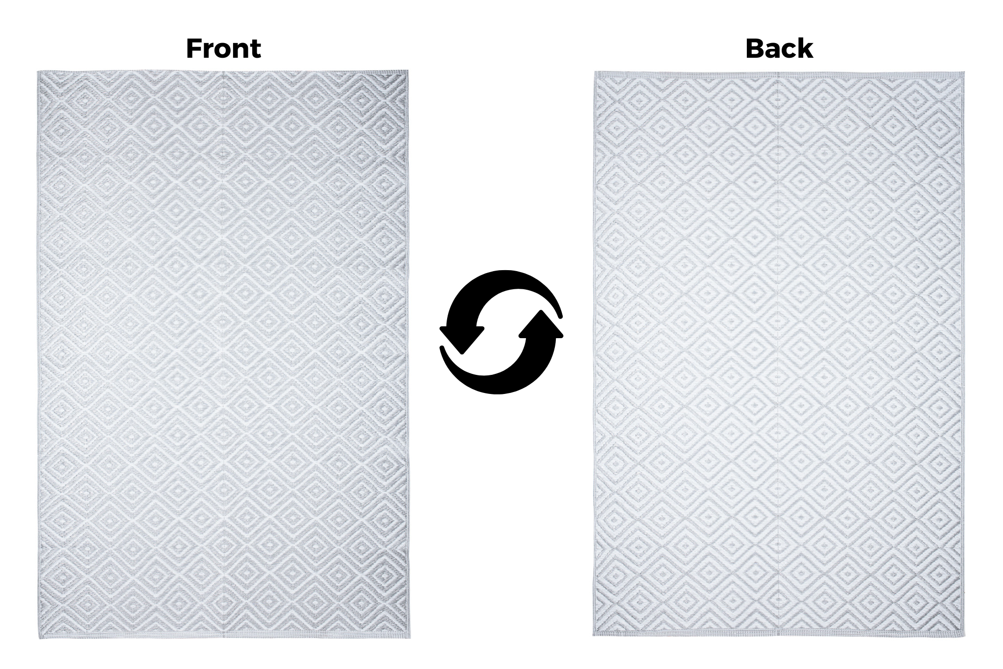 Tappeto Ibiza per Esterno Bifacciale Impermeabile Grigio Bianco Rombi