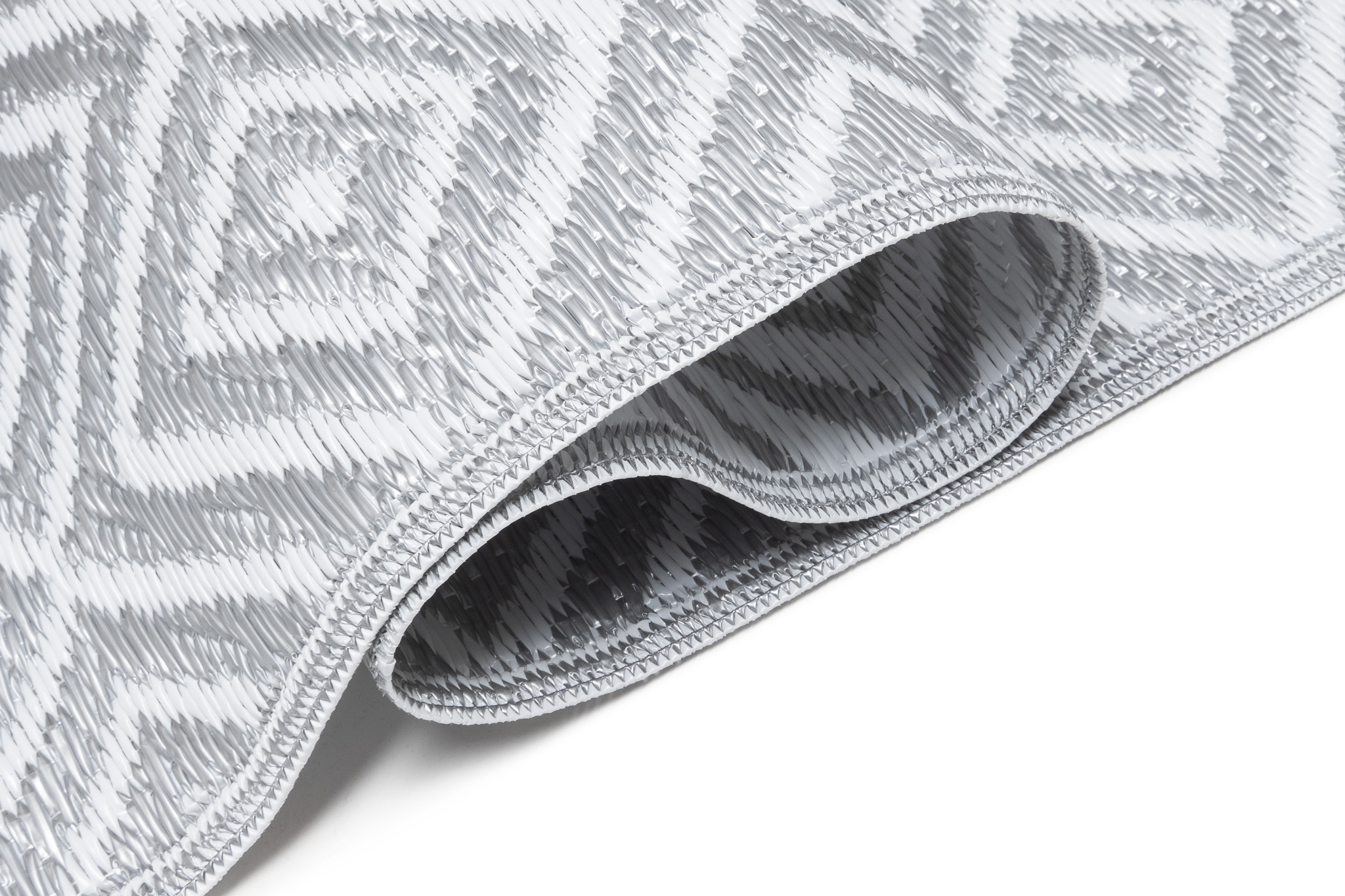 Tappeto Ibiza per Esterno Bifacciale Impermeabile Grigio Bianco Rombi