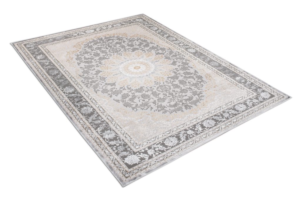 Tappeto Hera Grigio Crema Beige Rosetta Effetto 3D