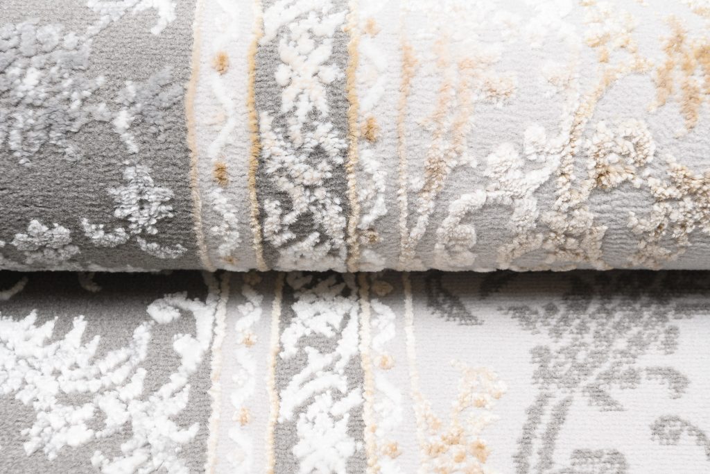 Tappeto Hera Grigio Crema Beige Rosetta Effetto 3D