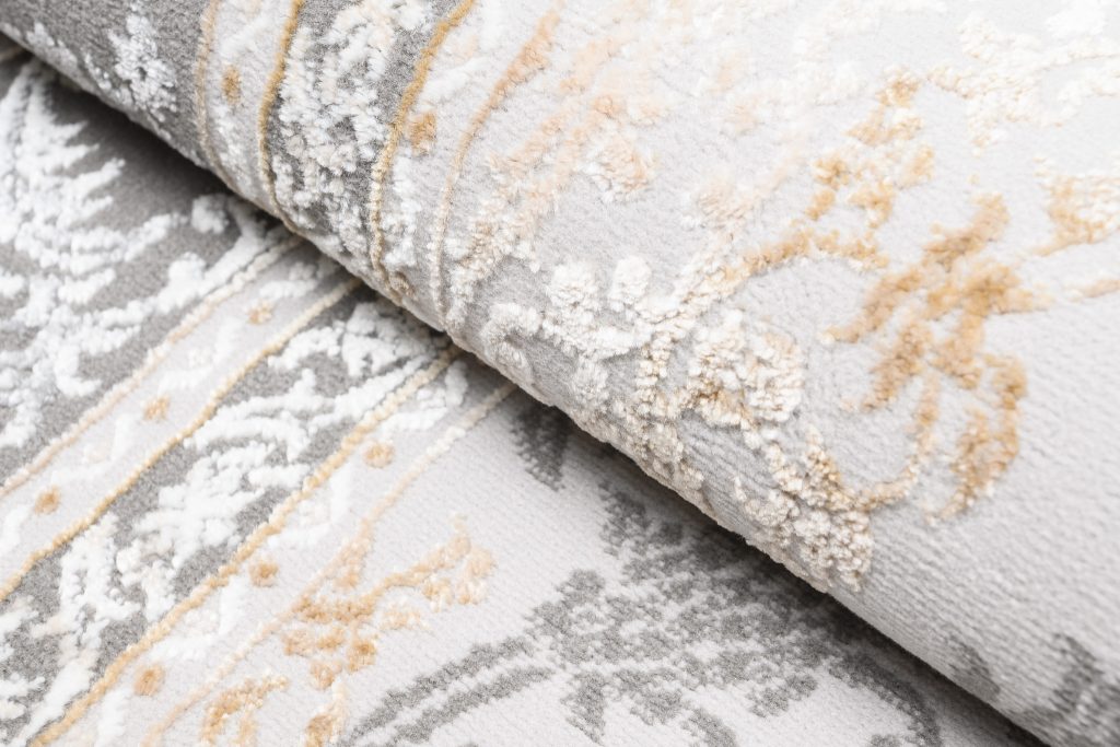 Tappeto Hera Grigio Crema Beige Rosetta Effetto 3D