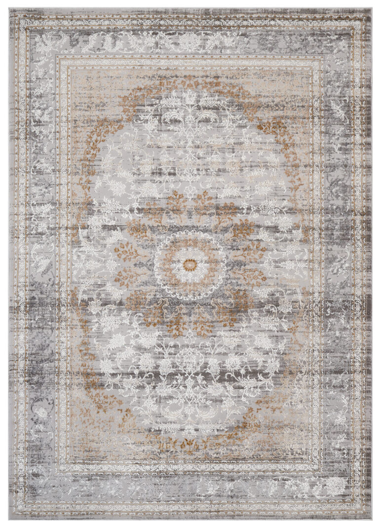 Tappeto Hera Grigio Beige Crema Rosetta Effetto 3D