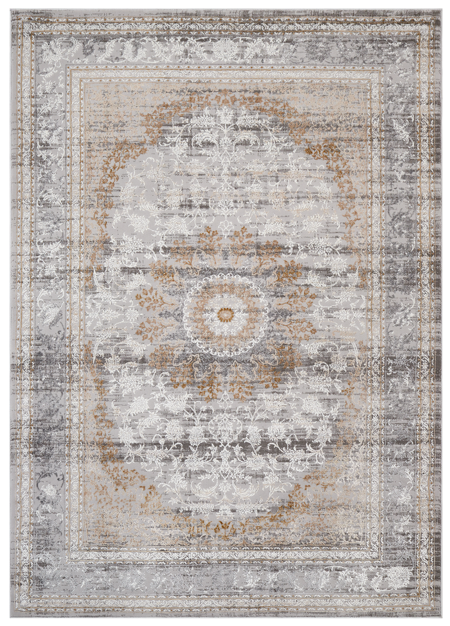 Tappeto Hera Grigio Beige Crema Rosetta Effetto 3D