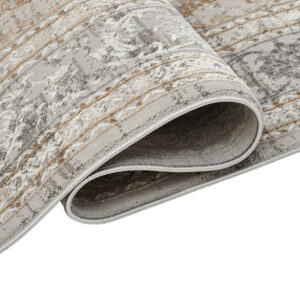 Tappeto Hera Grigio Beige Crema Rosetta Effetto 3D