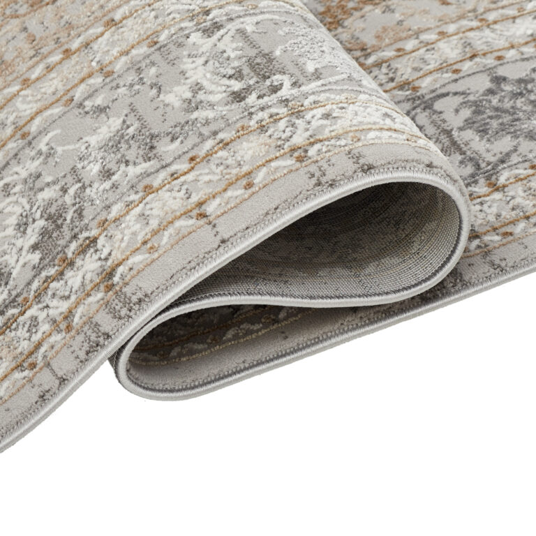 Tappeto Hera Grigio Beige Crema Rosetta Effetto 3D