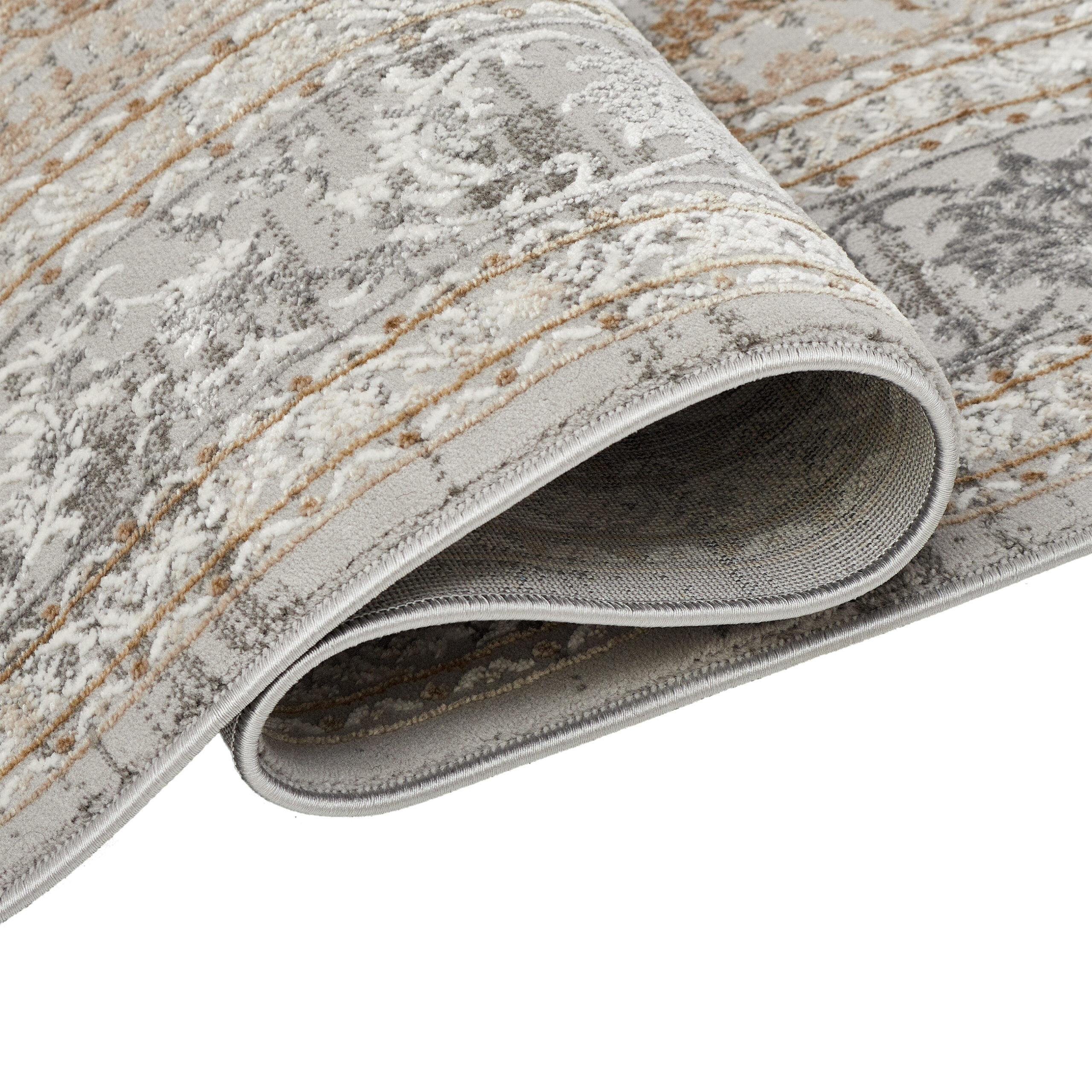 Tappeto Hera Grigio Beige Crema Rosetta Effetto 3D