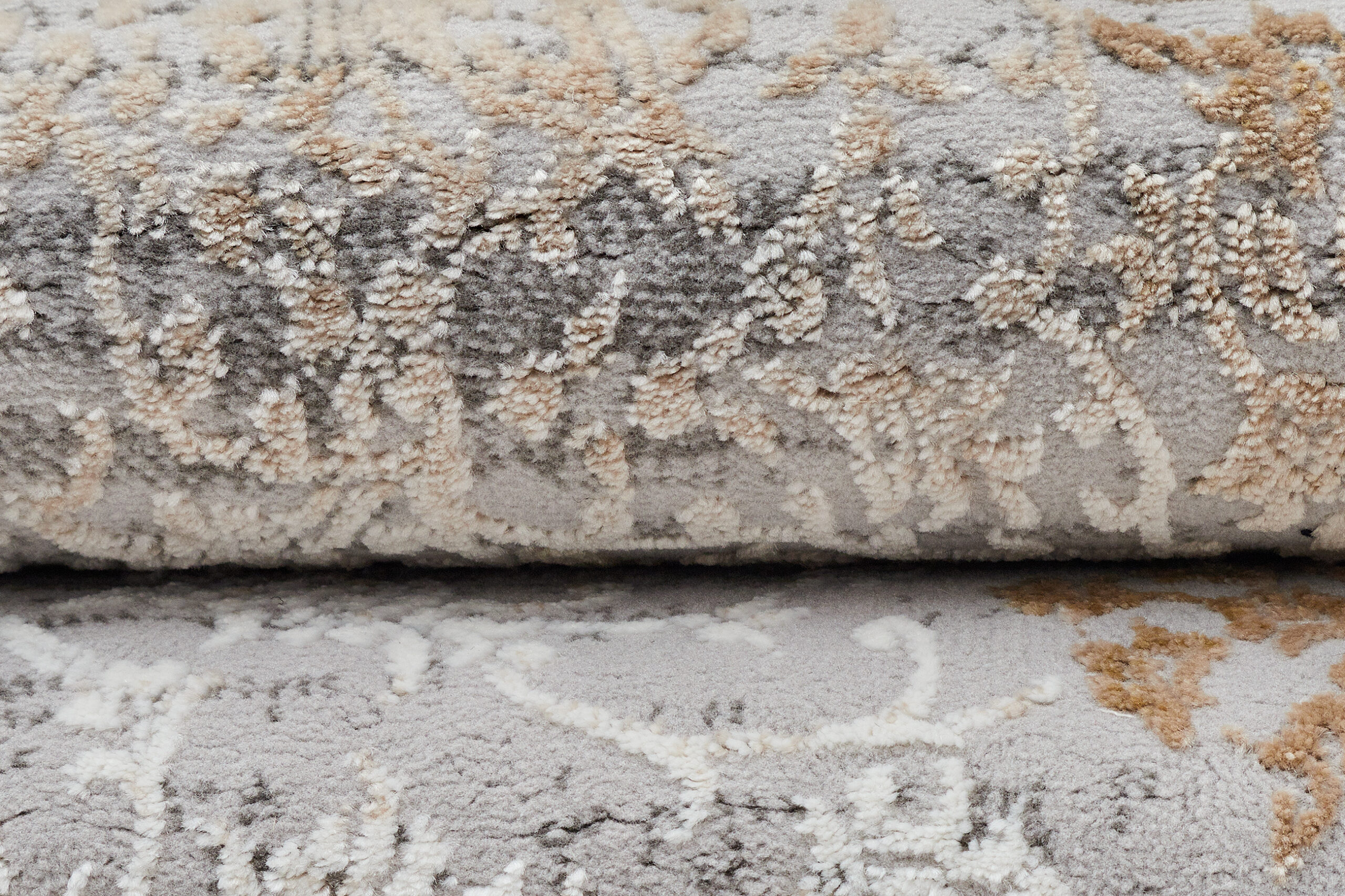 Tappeto Hera Grigio Beige Crema Rosetta Effetto 3D