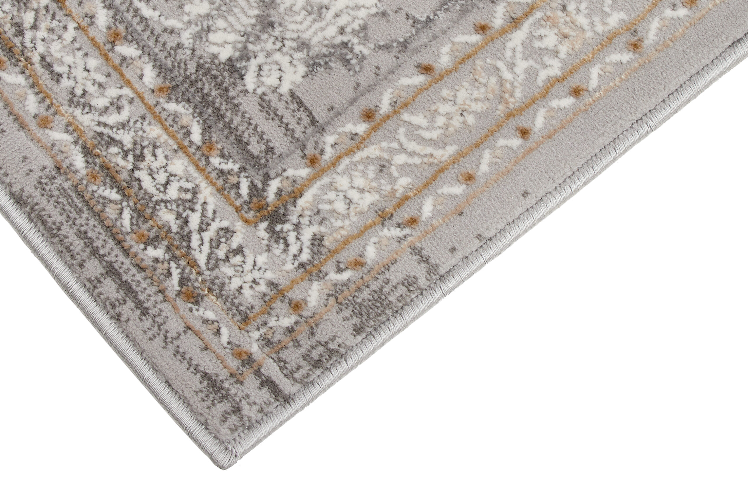 Tappeto Hera Grigio Beige Crema Rosetta Effetto 3D