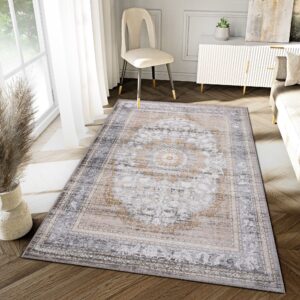 Tappeto Hera Grigio Beige Crema Rosetta Effetto 3D