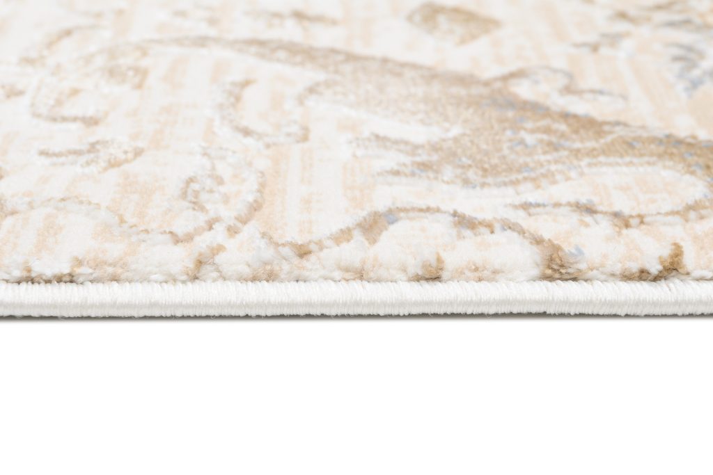 Tappeto Hera Crema Beige Blu Ornamenti Effetto 3D