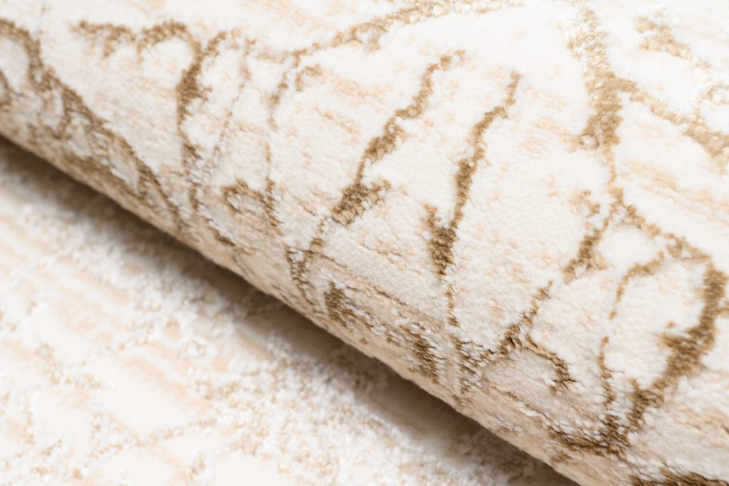 Tappeto Hera Crema Beige Blu Ornamenti Effetto 3D