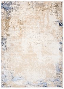 Tappeto Hera Crema Beige Blu Moderno Effetto 3D