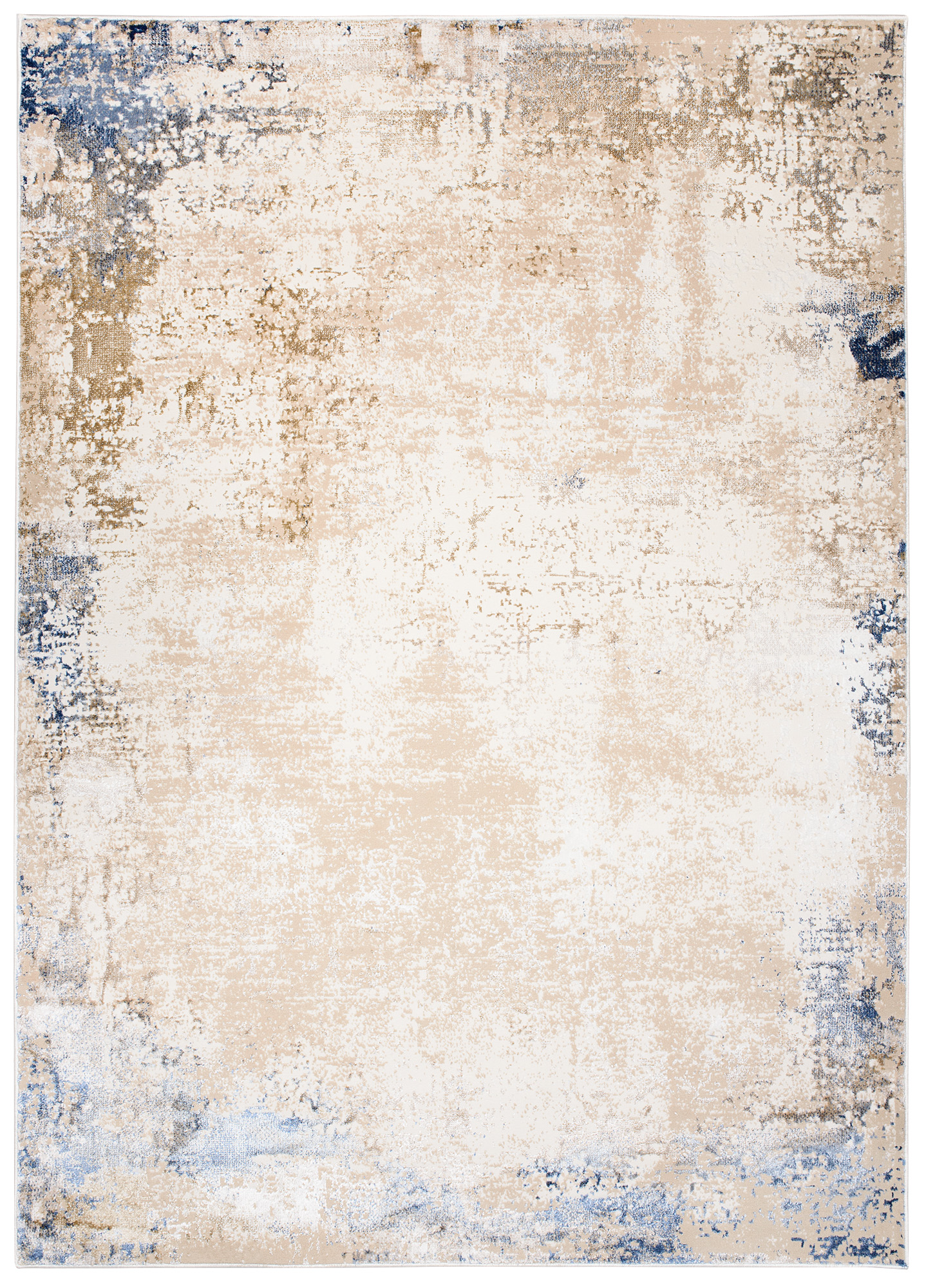 Tappeto Hera Crema Beige Blu Moderno Effetto 3D