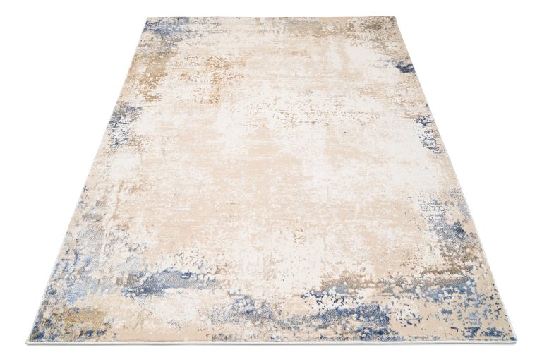 Tappeto Hera Crema Beige Blu Moderno Effetto 3D