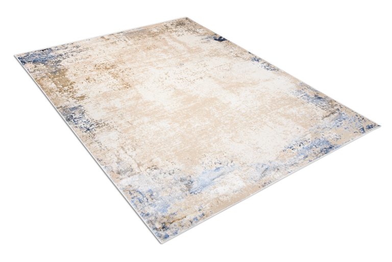 Tappeto Hera Crema Beige Blu Moderno Effetto 3D