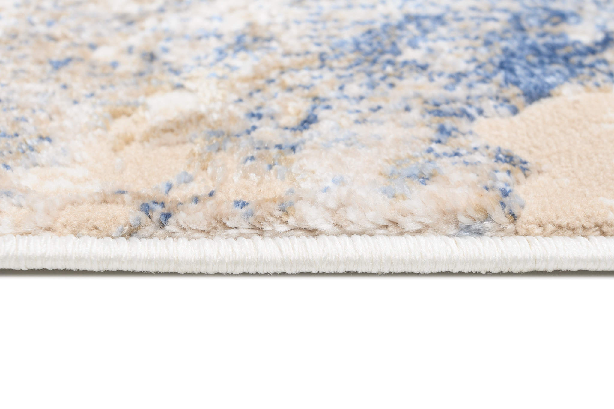 Tappeto Hera Crema Beige Blu Moderno Effetto 3D