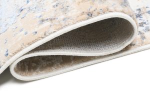 Tappeto Hera Crema Beige Blu Moderno Effetto 3D