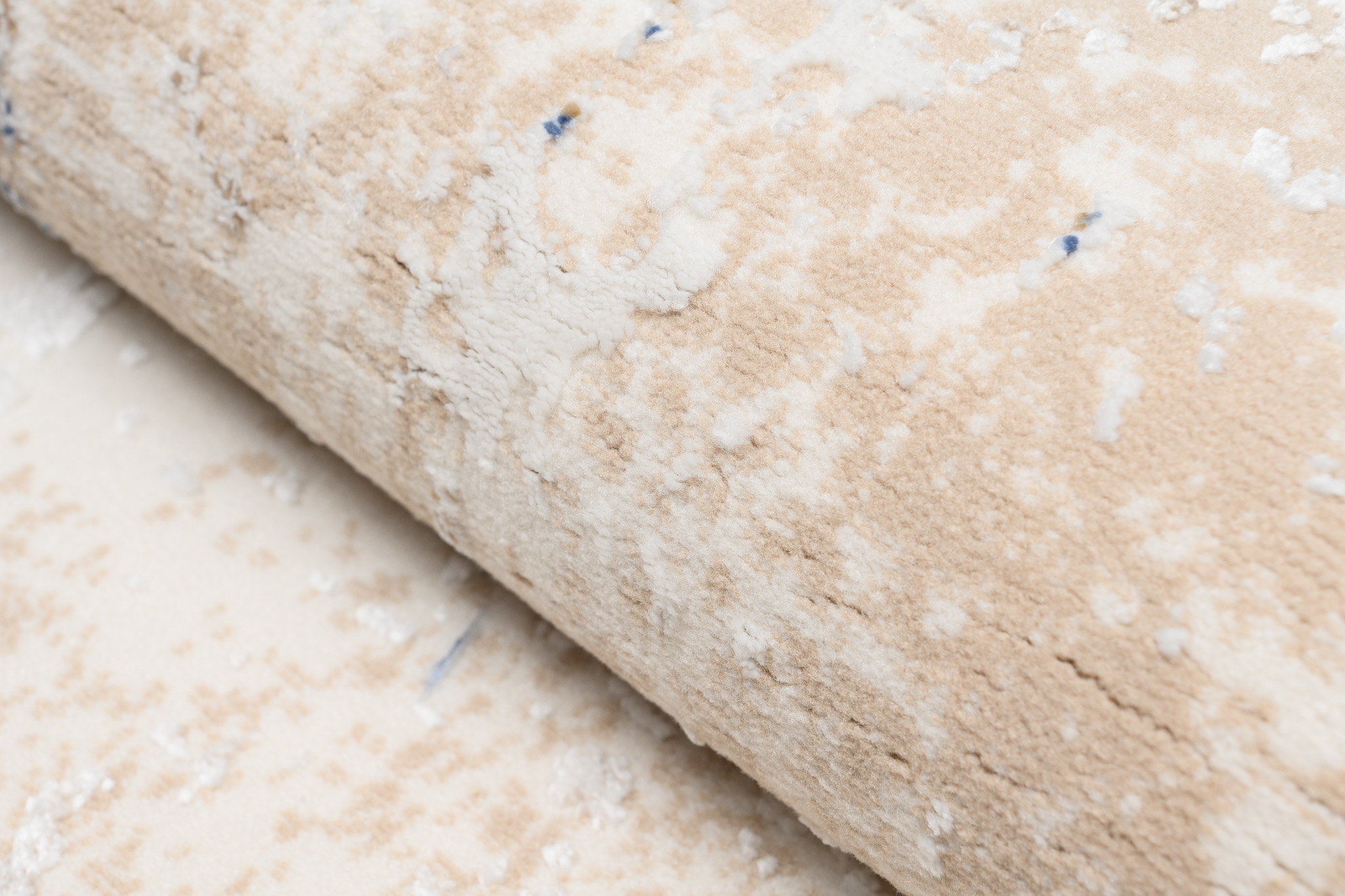 Tappeto Hera Crema Beige Blu Moderno Effetto 3D