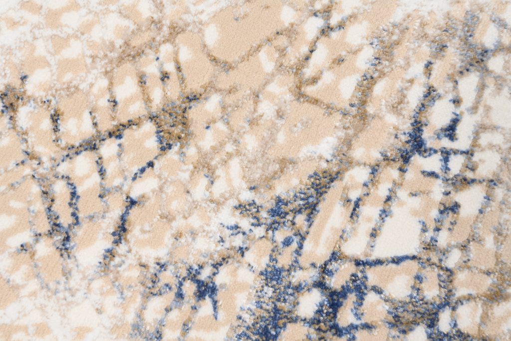 Tappeto Hera Crema Beige Blu Sfumature Effetto 3D