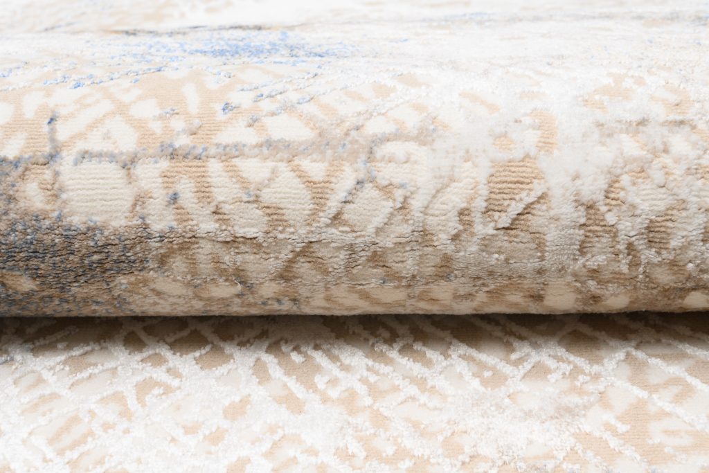 Tappeto Hera Crema Beige Blu Sfumature Effetto 3D