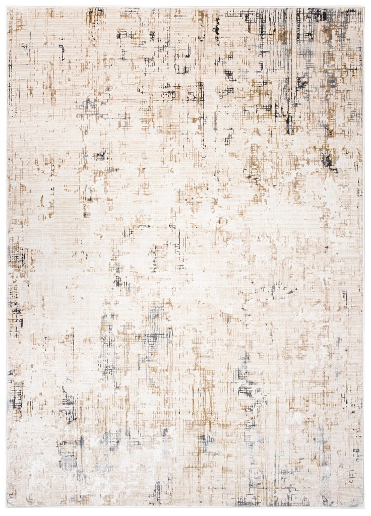 Tappeto Hera Beige Crema Grigio Astratto Strisce Effetto 3D
