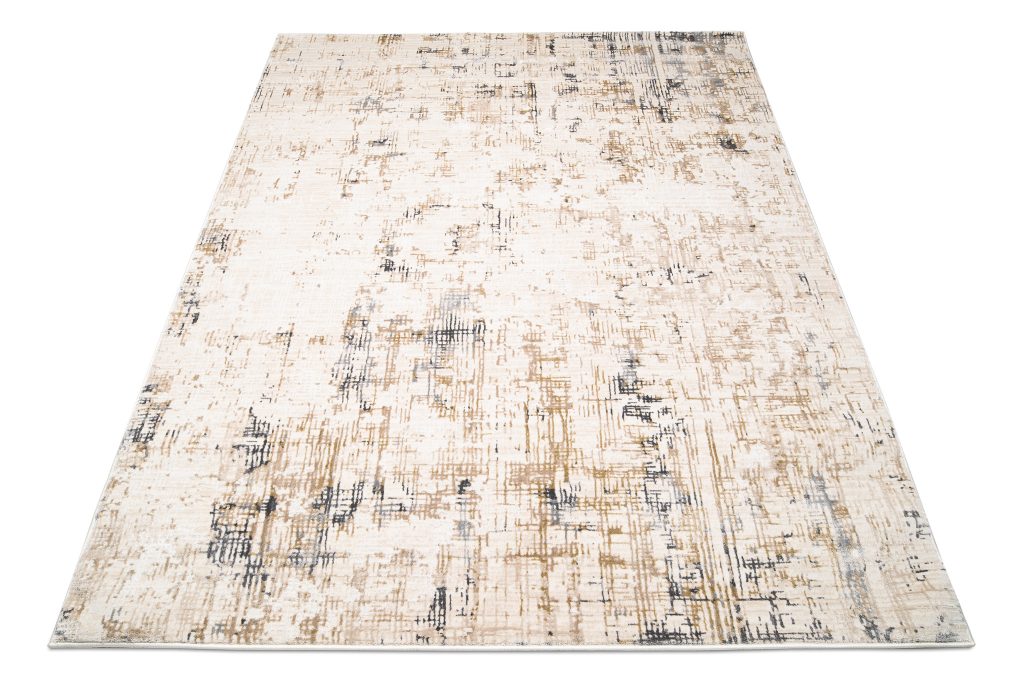 Tappeto Hera Beige Crema Grigio Astratto Strisce Effetto 3D