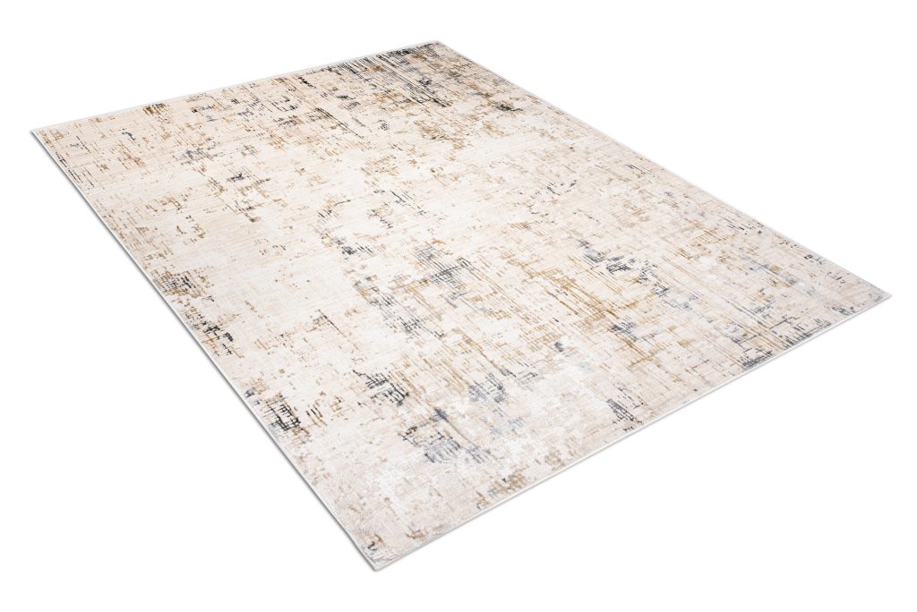 Tappeto Hera Beige Crema Grigio Astratto Strisce Effetto 3D