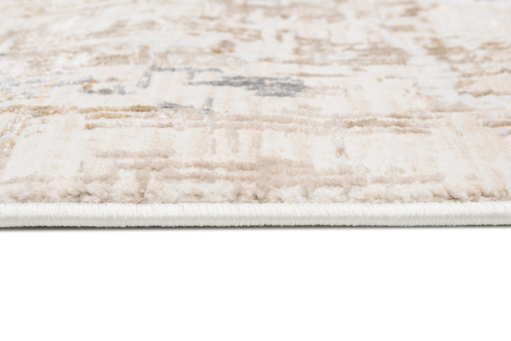 Tappeto Hera Beige Crema Grigio Astratto Strisce Effetto 3D
