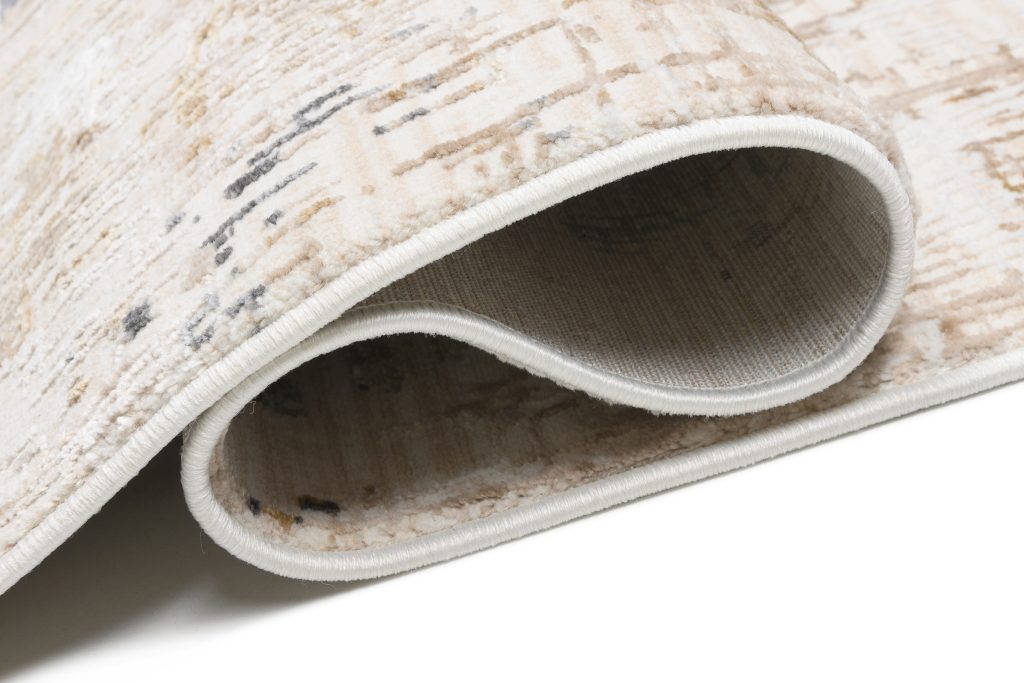 Tappeto Hera Beige Crema Grigio Astratto Strisce Effetto 3D