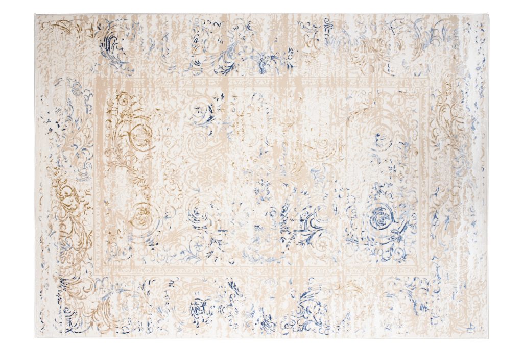 Tappeto Hera Crema Beige Blu Classico Effetto 3D