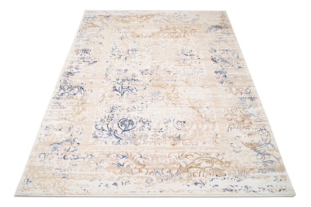 Tappeto Hera Crema Beige Blu Classico Effetto 3D