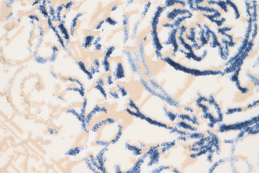 Tappeto Hera Crema Beige Blu Classico Effetto 3D