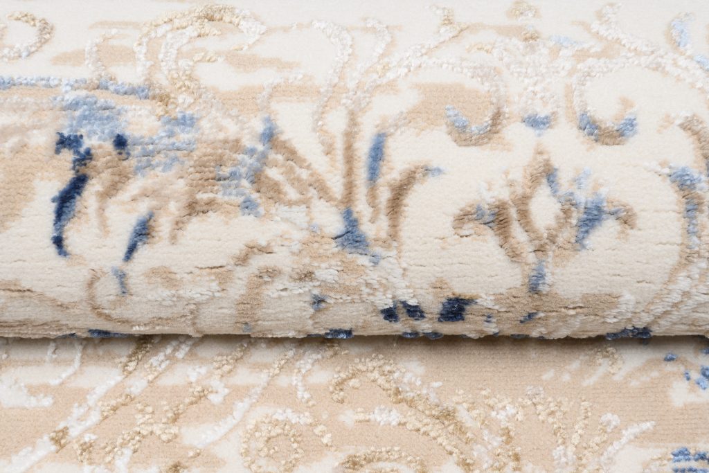 Tappeto Hera Crema Beige Blu Classico Effetto 3D