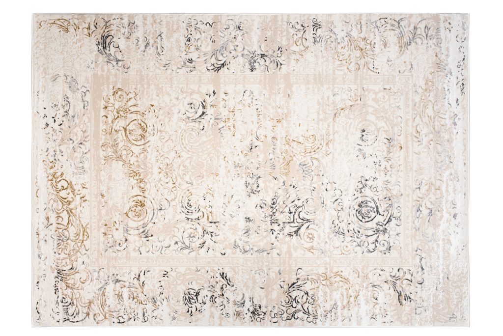Tappeto Hera Beige Crema Grigio Vintage Ornamenti Effetto 3D