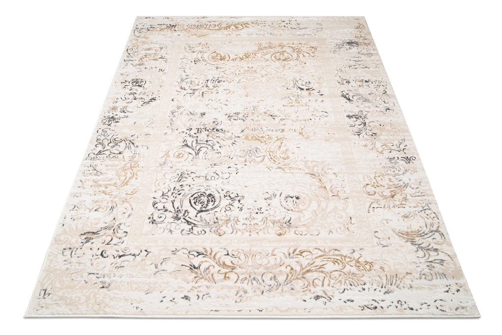 Tappeto Hera Beige Crema Grigio Vintage Ornamenti Effetto 3D