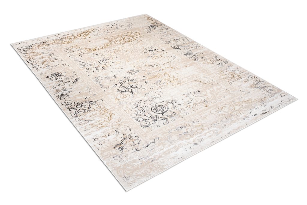 Tappeto Hera Beige Crema Grigio Vintage Ornamenti Effetto 3D