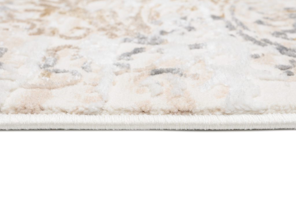 Tappeto Hera Beige Crema Grigio Vintage Ornamenti Effetto 3D