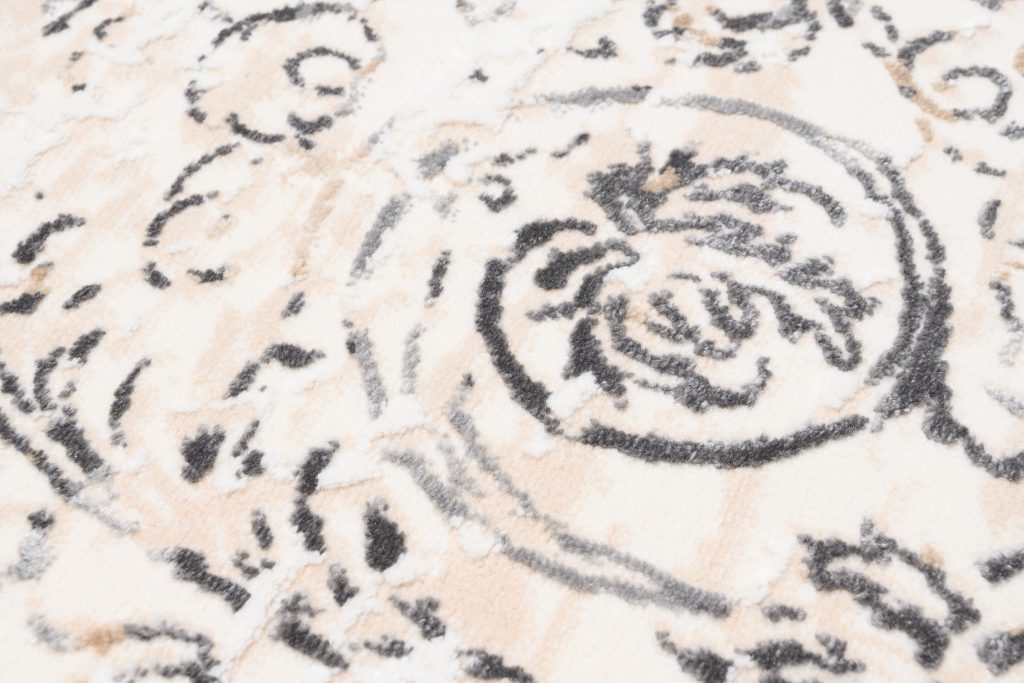 Tappeto Hera Beige Crema Grigio Vintage Ornamenti Effetto 3D