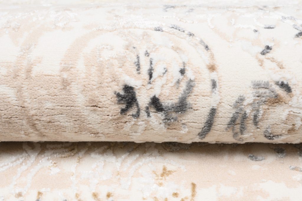 Tappeto Hera Beige Crema Grigio Vintage Ornamenti Effetto 3D