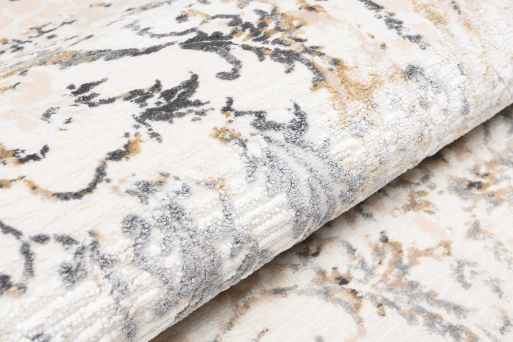 Tappeto Hera Crema Beige Grigio Ornamenti Effetto 3D