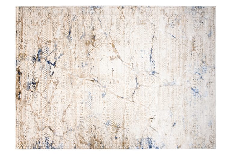 Tappeto Hera Crema Beige Blu Etnico Effetto 3D