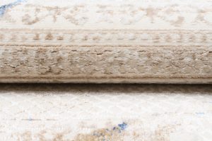 Tappeto Hera Crema Beige Blu Etnico Effetto 3D