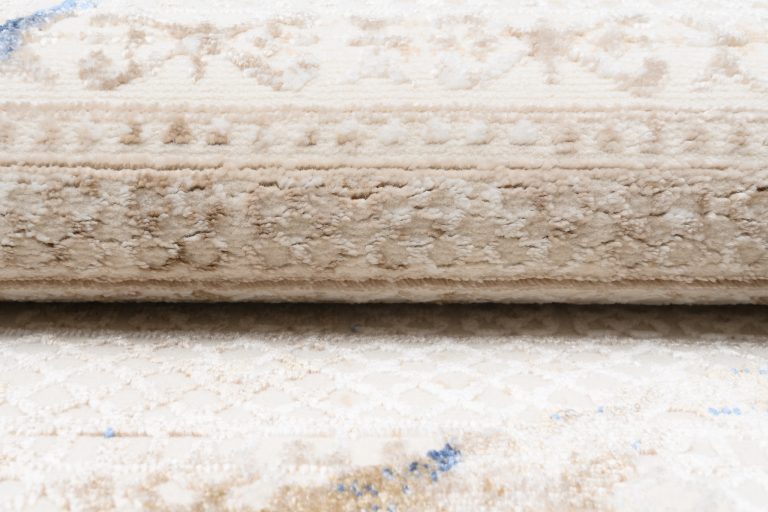 Tappeto Hera Crema Beige Blu Etnico Effetto 3D