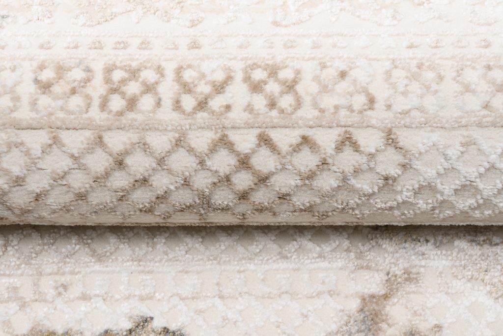 Tappeto Hera Crema Beige Grigio Etnico Effetto 3D