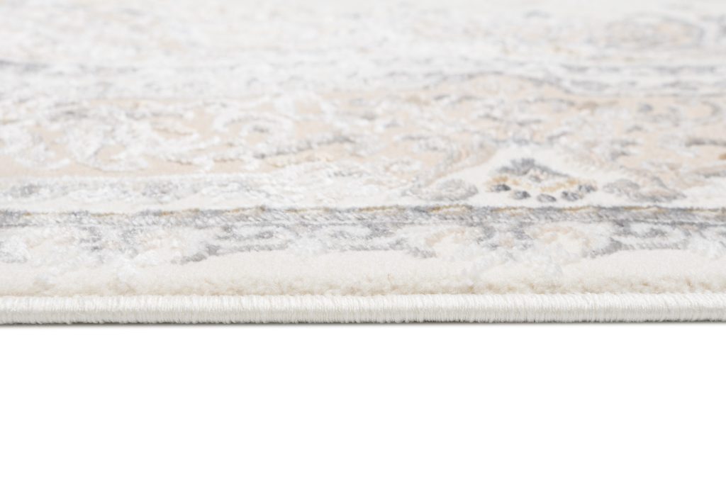 Tappeto Hera Crema Beige Grigio Vintage Medaglione Effetto 3D