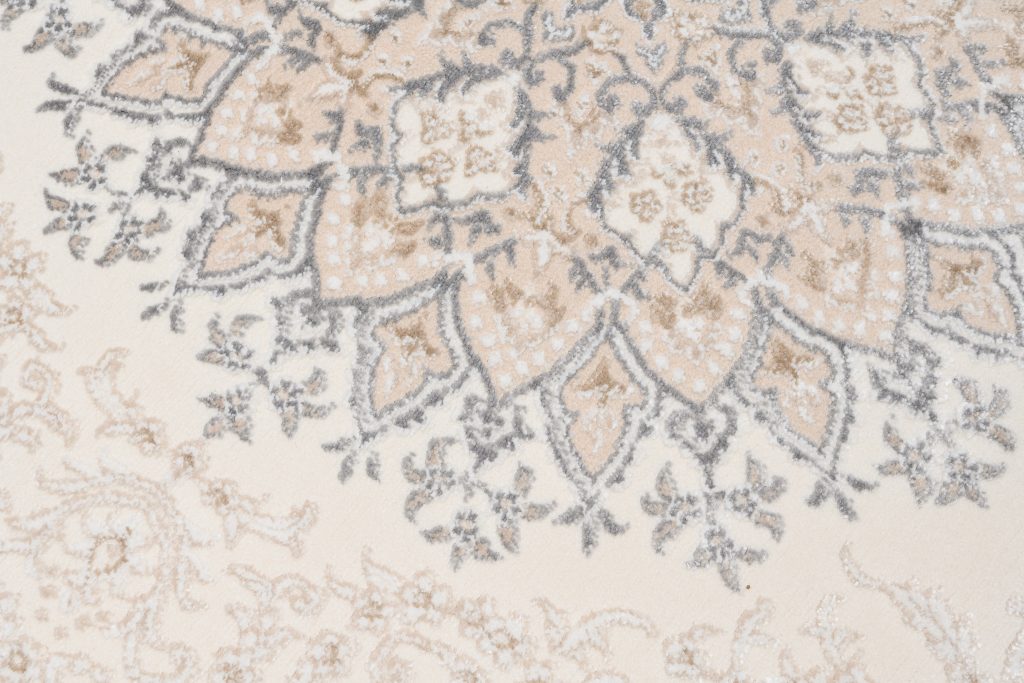 Tappeto Hera Crema Beige Grigio Vintage Medaglione Effetto 3D