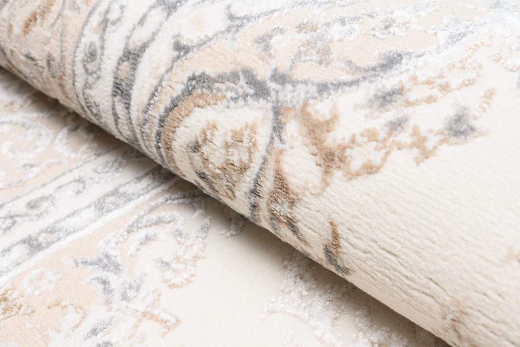 Tappeto Hera Crema Beige Grigio Vintage Medaglione Effetto 3D